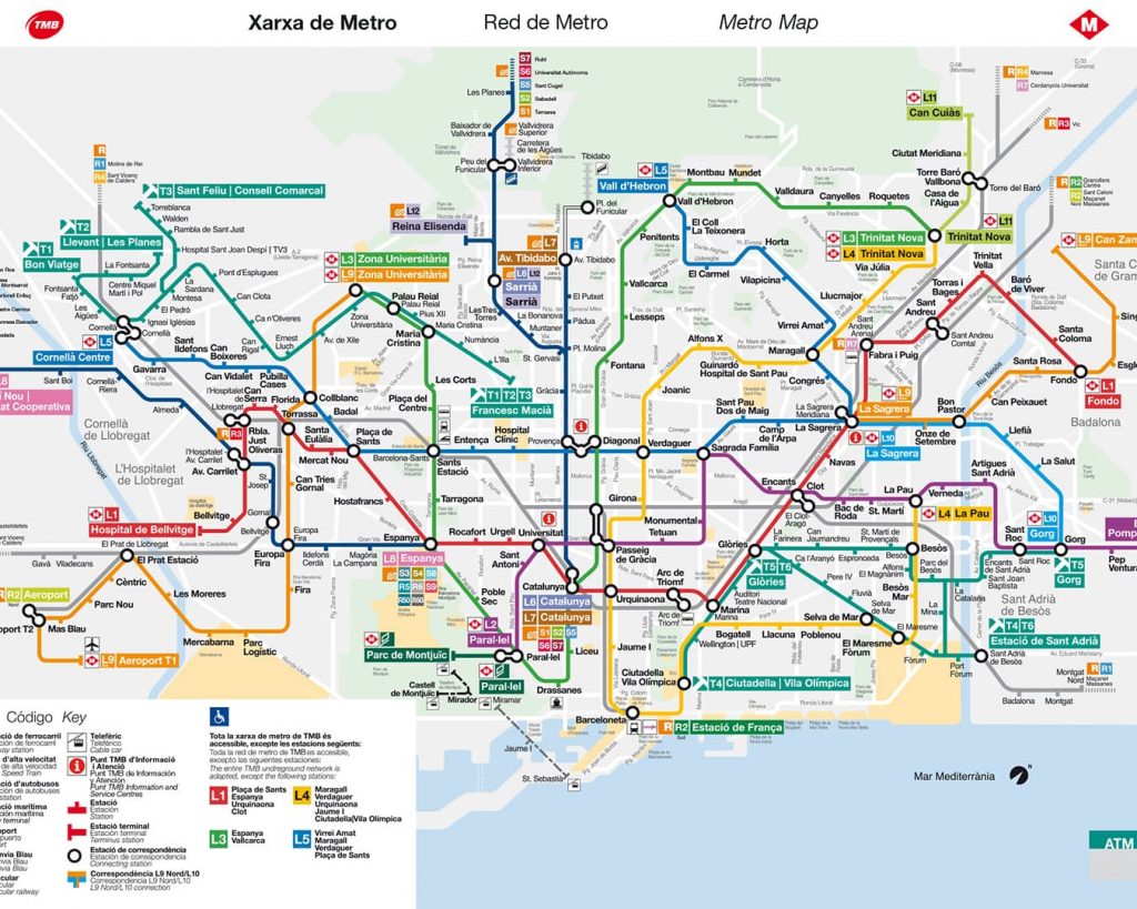 Map barcelona metro information 